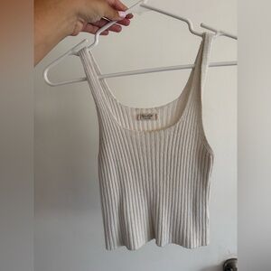 Cream Ribbed Tank Top Brandy Melville